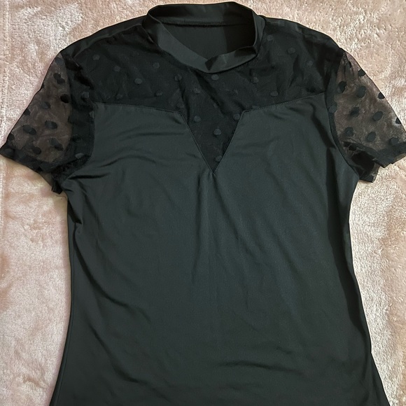 NEW Mesh Polka Dot Short Sleeve Tee Top - Picture 3 of 8
